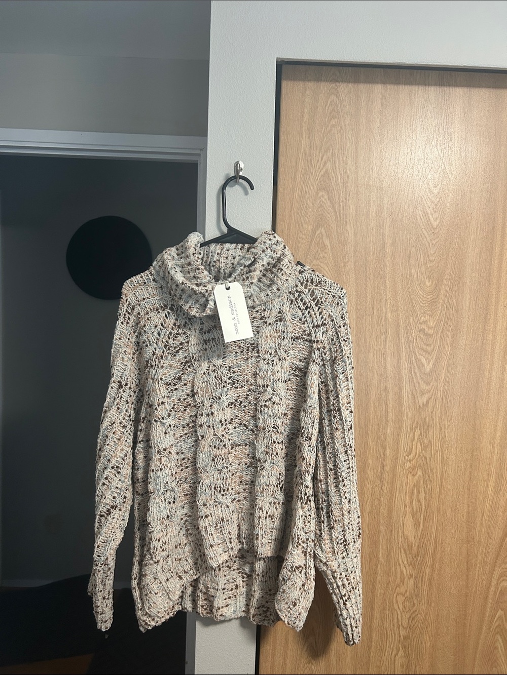 moon & madison Multicolor Speckled Cowl Neck Sweater